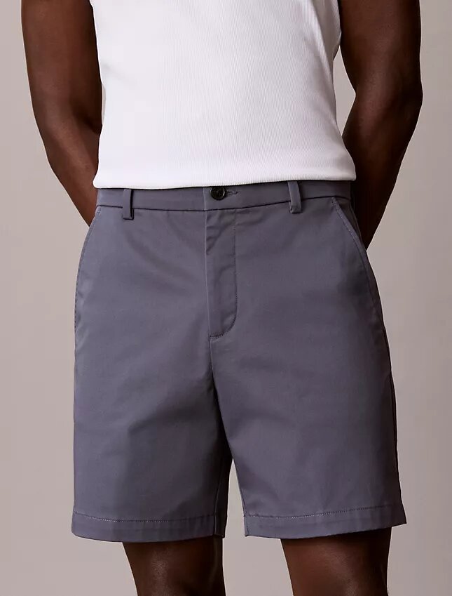 Pantaloni scurți drepți din Cotton Stretch Pantaloni scurți drepți din Cotton Stretch