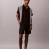 Pantaloni scurți drepți din seersucker elastic, 18 cm