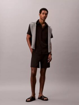 Pantaloni scurți drepți din seersucker elastic, 18 cm