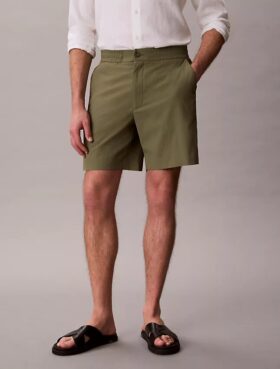 Pantaloni scurți drepți din seersucker elastic, 18 cm