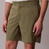 Pantaloni scurți drepți din seersucker elastic, 18 cm Pantaloni scurți drepți din seersucker elastic, 18 cm