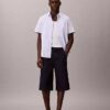 Pantaloni scurți lungi din denim indigo ușor Pantaloni scurți lungi din denim indigo ușor