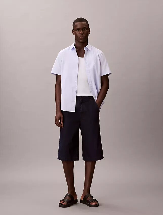Pantaloni scurți lungi din denim indigo ușor Pantaloni scurți lungi din denim indigo ușor