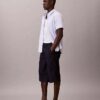 Pantaloni scurți lungi din denim indigo ușor Pantaloni scurți lungi din denim indigo ușor