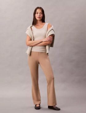 Pantaloni slim evazați din țesătură Ponte