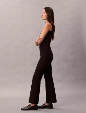 Pantaloni slim evazați din țesătură Ponte