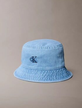 Pălărie tip bucket din denim cu monogramă Pălărie tip bucket din denim cu monogramă