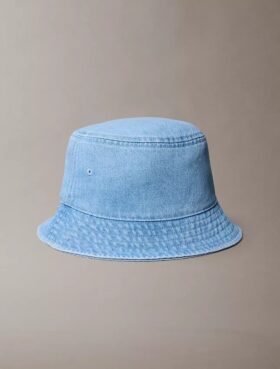 Pălărie tip bucket din denim cu monogramă Pălărie tip bucket din denim cu monogramă