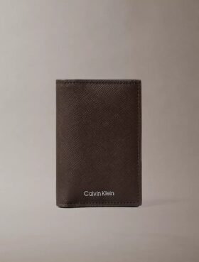 Portofel compact cu două compartimente din piele Saffiano