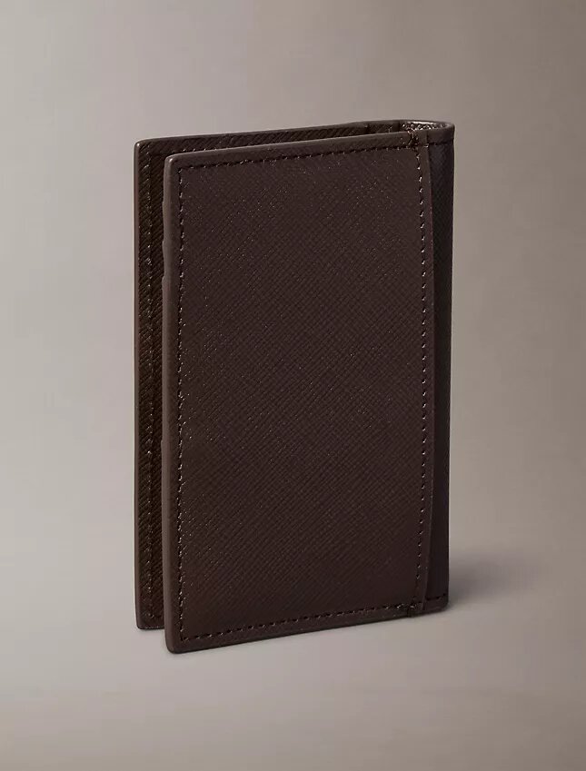 Portofel compact cu două compartimente din piele Saffiano Portofel compact cu două compartimente din piele Saffiano