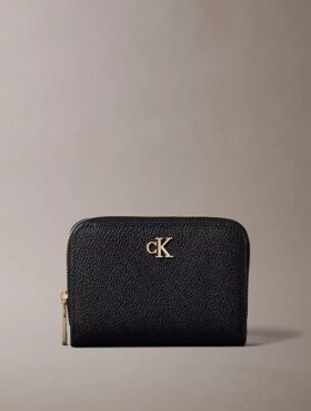 Portofel minimalist cu clapetă și fermoar, cu Monogram