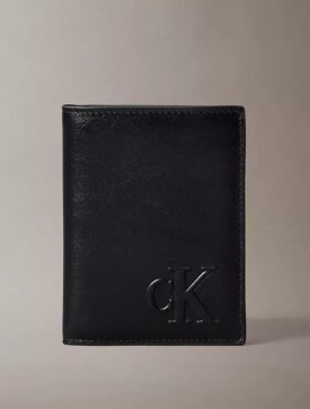 Portofel pliant cu monogramă în relief și buzunar pentru monede