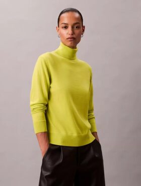 Pulover clasic cu guler înalt din lână merino Pulover clasic cu guler înalt din lână merino