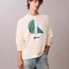 Pulover clasic cu imprimeu grafic colorblock Pulover clasic cu imprimeu grafic colorblock