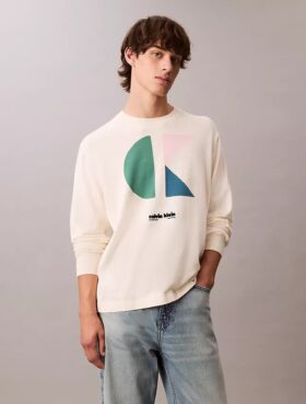 Pulover clasic cu imprimeu grafic colorblock