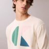 Pulover clasic cu imprimeu grafic colorblock Pulover clasic cu imprimeu grafic colorblock