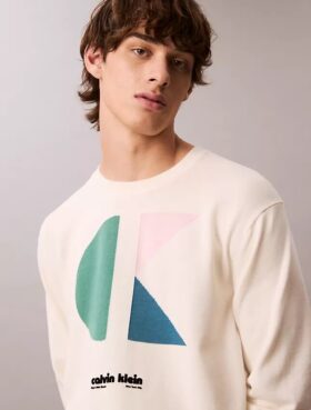 Pulover clasic cu imprimeu grafic colorblock