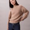 Pulover cu guler înalt, cu nervuri groase, croială lejeră Pulover cu guler înalt, cu nervuri groase, croială lejeră