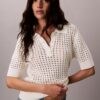Pulover cu guler polo cu tricotaj deschis