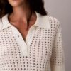 Pulover cu guler polo cu tricotaj deschis