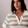 Pulover cu guler polo cu tricotaj deschis