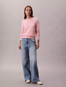 Pulover cu guler rotund din amestec de lână merino extrafină