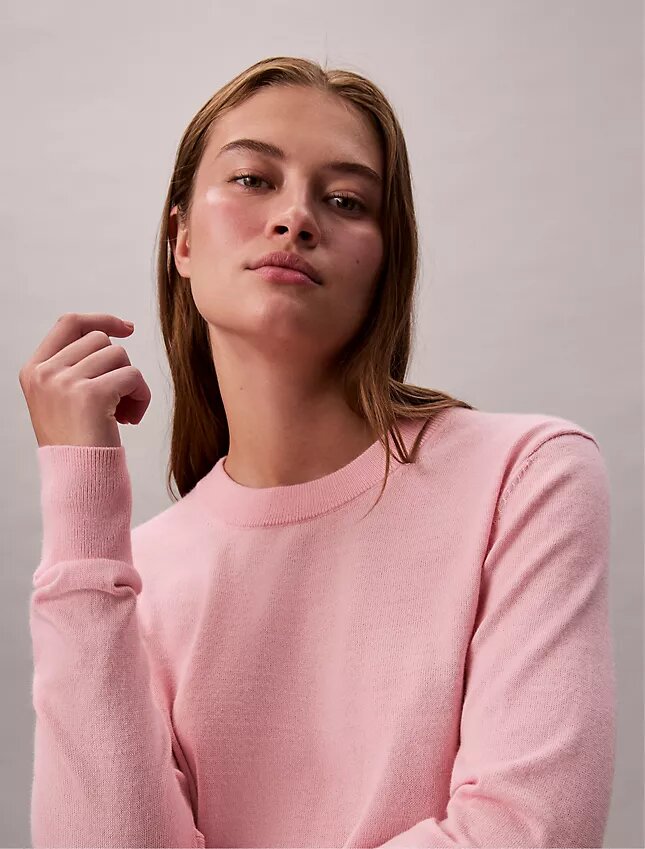 Pulover cu guler rotund din amestec de lână merino extrafină Pulover cu guler rotund din amestec de lână merino extrafină