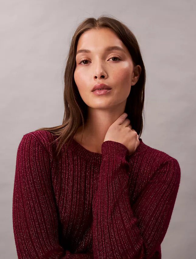Pulover din amestec de lână merino și lurex Pulover din amestec de lână merino și lurex