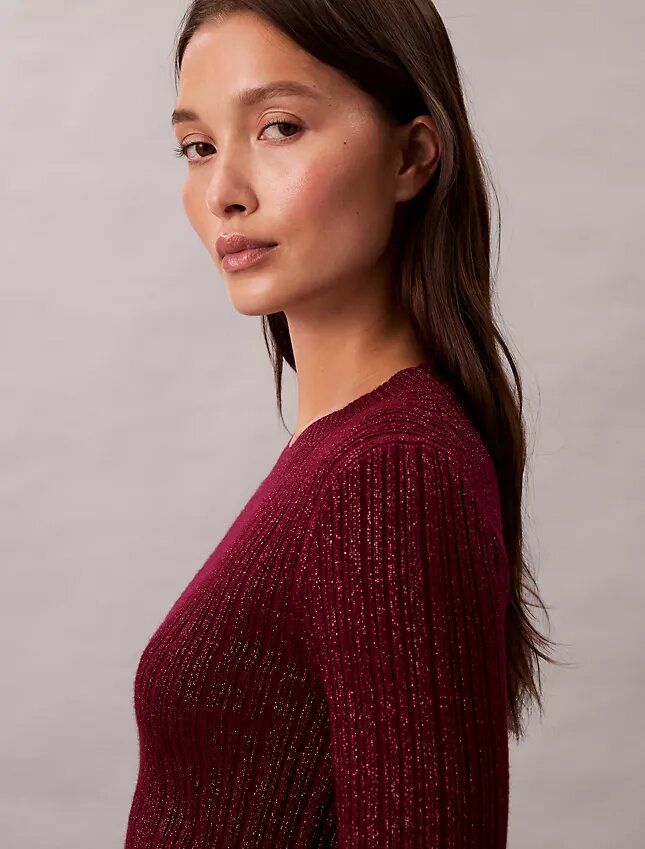 Pulover din amestec de lână merino și lurex Pulover din amestec de lână merino și lurex