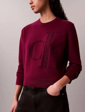 Pulover din bumbac chenilă cu Monogram