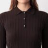 Pulover polo cu nervuri, culoare chihlimbar