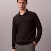 Pulover polo din amestec de lână merino extra fină