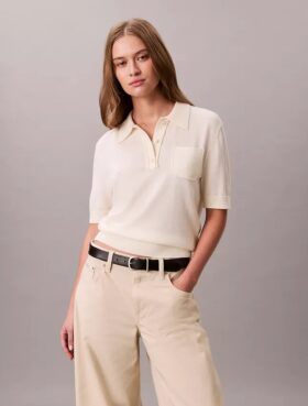 Pulover polo din lână merino