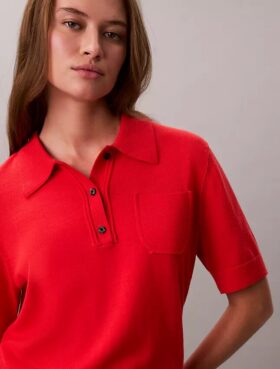 Pulover polo din lână merino