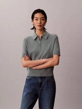 Pulover polo din tricot relaxat