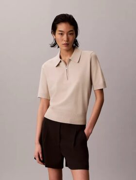 Pulover polo din tricot relaxat Pulover polo din tricot relaxat