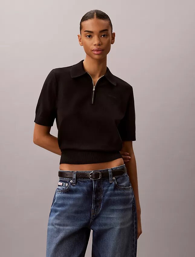Pulover polo din tricot relaxat Pulover polo din tricot relaxat