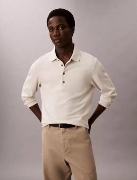 Pulover polo relaxat din jacquard