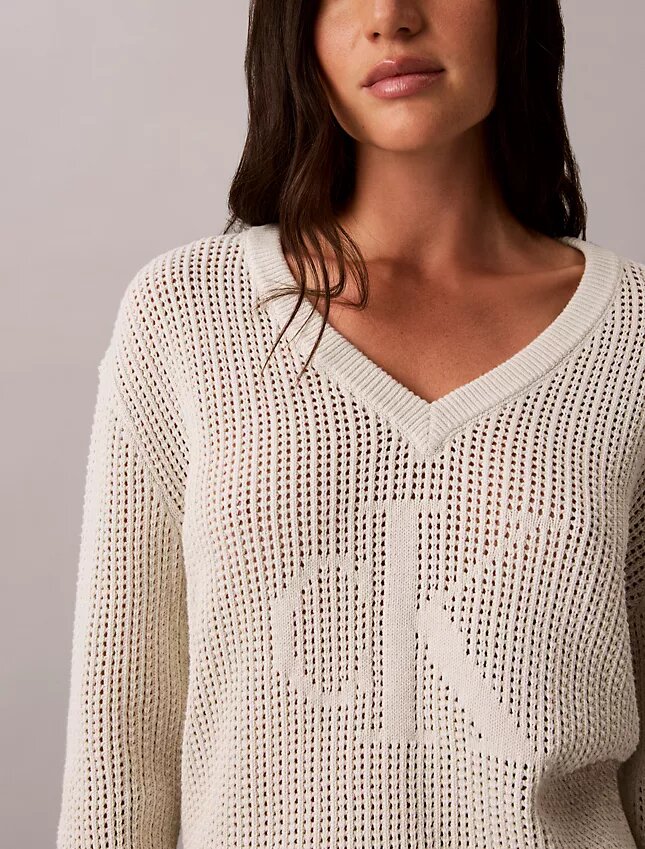 Pulover relaxat din bumbac fin cu Monogram Pulover relaxat din bumbac fin cu Monogram