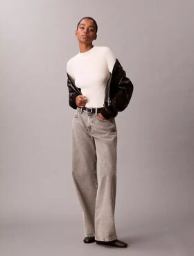 Pulover slim din bumbac cu nervuri Pulover slim din bumbac cu nervuri