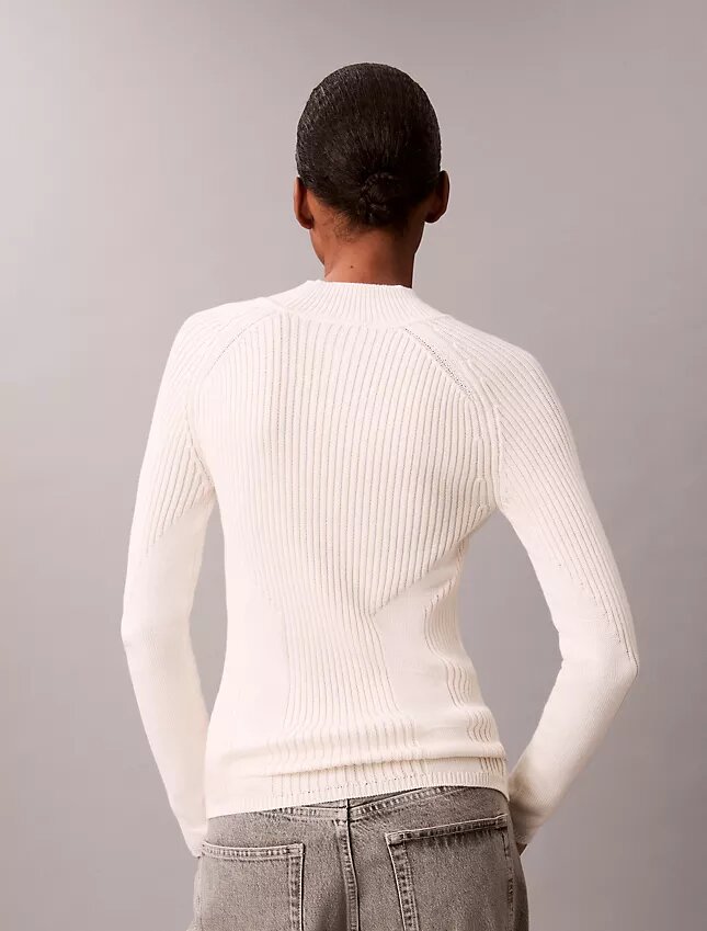 Pulover slim din bumbac cu nervuri Pulover slim din bumbac cu nervuri