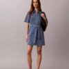 Rochie-cămașă din denim cu curea Rochie-cămașă din denim cu curea