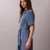 Rochie-cămașă din denim cu curea Rochie-cămașă din denim cu curea