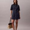Rochie din denim cu mâneci scurte
