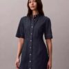 Rochie din denim cu mâneci scurte