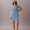 Rochie dreaptă din denim cu decolteu în V