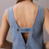 Rochie dreaptă din denim cu decolteu în V
