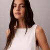 Rochie dreaptă din denim cu decolteu în V