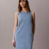 Rochie dreaptă din denim cu decolteu în V
