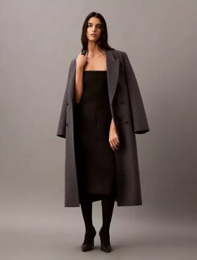 Rochie fără bretele din amestec de lână periată